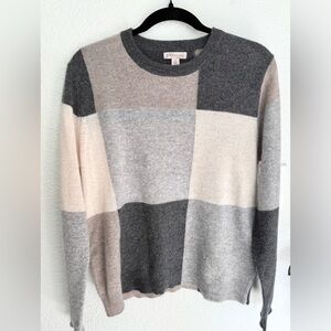 Philosophy Cashmere Color Block Geometric Crew Neck Sweater Size Large
